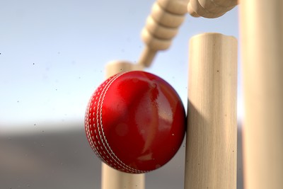 3D Cricket Ball Hitting Stumps