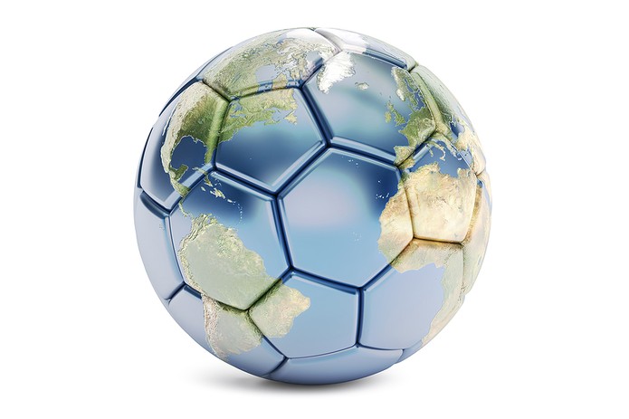 Planet Sepak Bola 3D Dengan Latar Belakang Putih