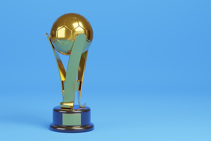 3D Football Trophy Against Blue Background