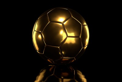 3D Gold Football Against Dark Background