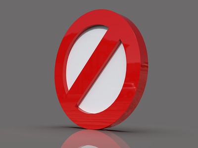 3D Prohibited Sign Against Grey Background