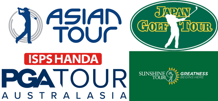 Asian Tour, Japan Golf Tour, PGA Tour Australasia and Sunshine Tour Logos
