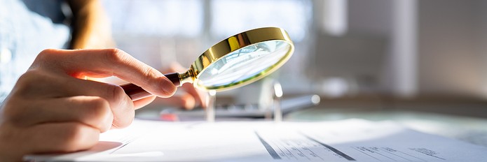 Auditor Using Gold Coloured Magnifying Glass