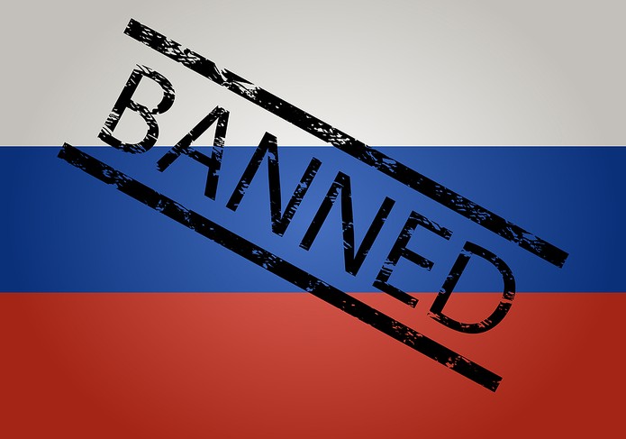 Banned Stamp on Russian Flag