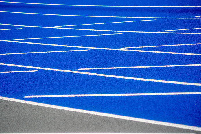 Blue Running Track Close Up
