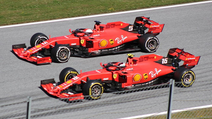 Both Ferraris at the 2019 Austrian Grand Prix