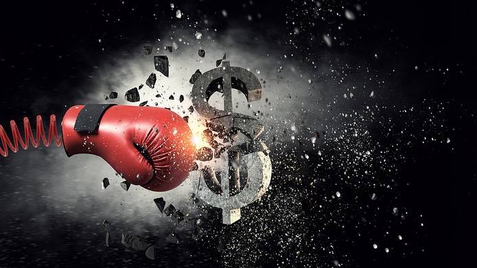 Boxing Glove Smashing Dollar Sign