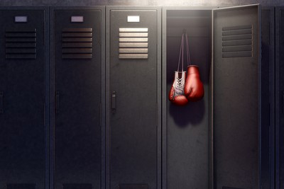Boxing Gloves Hanging in Locker
