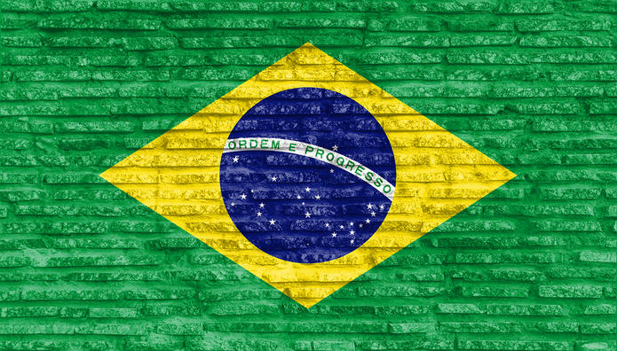 Brazil Flag on a Brick Wall