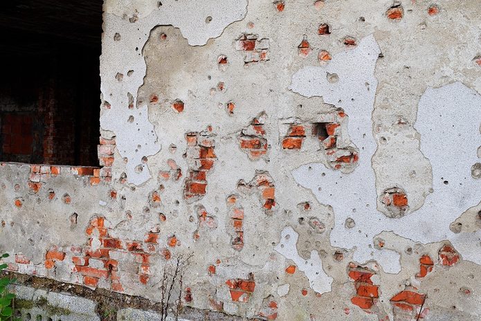 Bullet Damaged Wall in Croatia