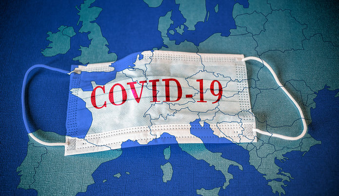 COVID-19 Mask on Map of Europe