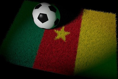 Cameroon Flag Grass Patch with Football