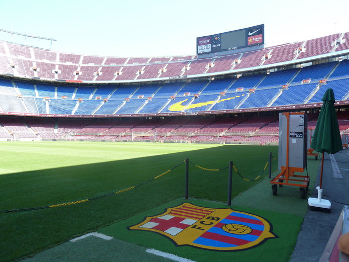 Pitchside View of Barcelona's Camp Nou