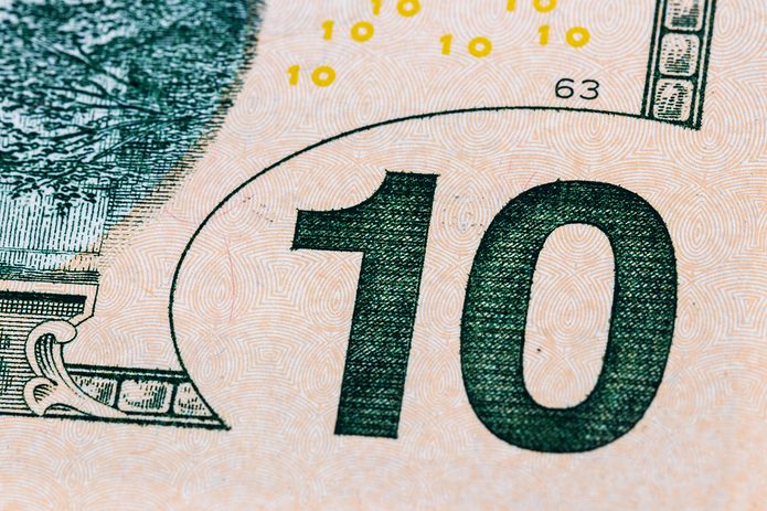 Close Up of 10 Dollar Bill