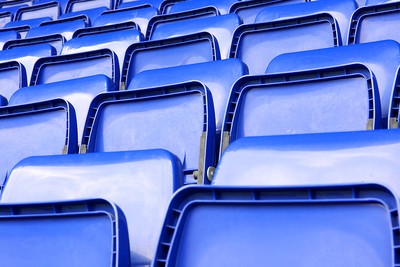 Close Up of Blue Plastic Stadium Seats