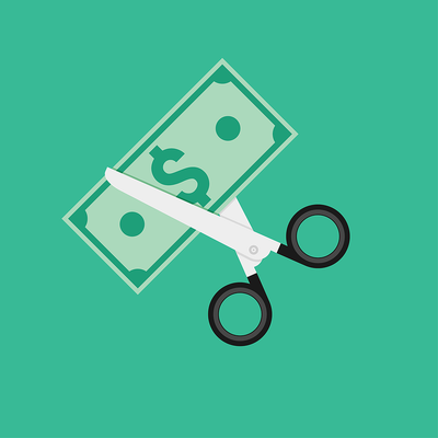 Cost Cutting Dollar Bill Icon