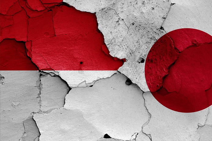 Cracked Flags of Indonesia and Japan