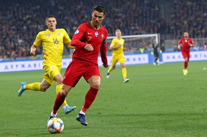 Cristiano Ronaldo Playing for Portugal Against Ukraine