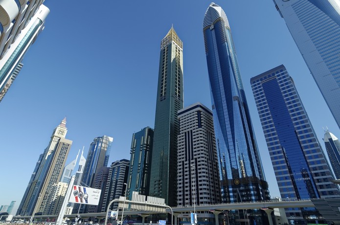 Dubai Skyscrapers from Road