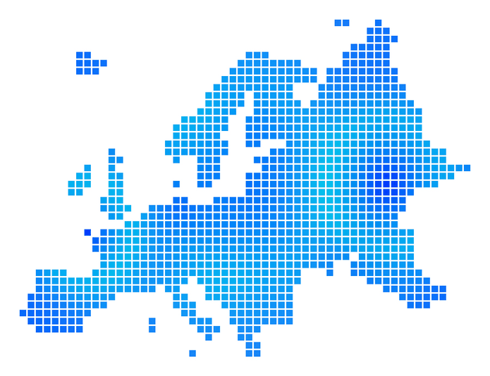 Europe Map Blue Squares