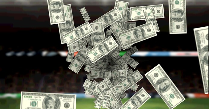 Falling Dollars in Football Stadium