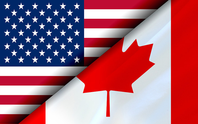 Flags of USA and Canada
