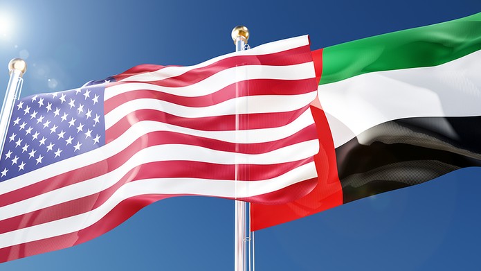 Flags of the USA and UAE