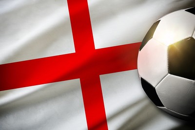 Football Against Angled England Flag