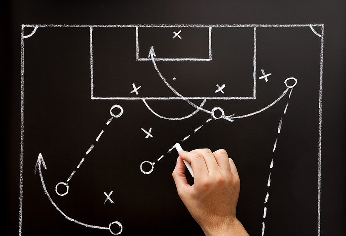 Football Tactics on Chalk Board