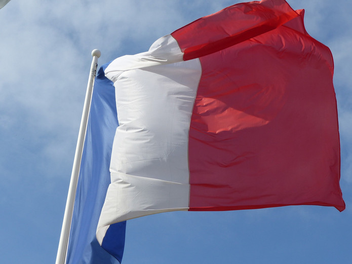 France Flag Waving in the Wind