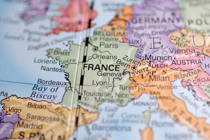 France on Map of Europe