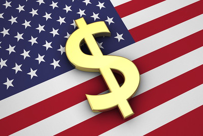 Golden Dollar Sign on USA Flag