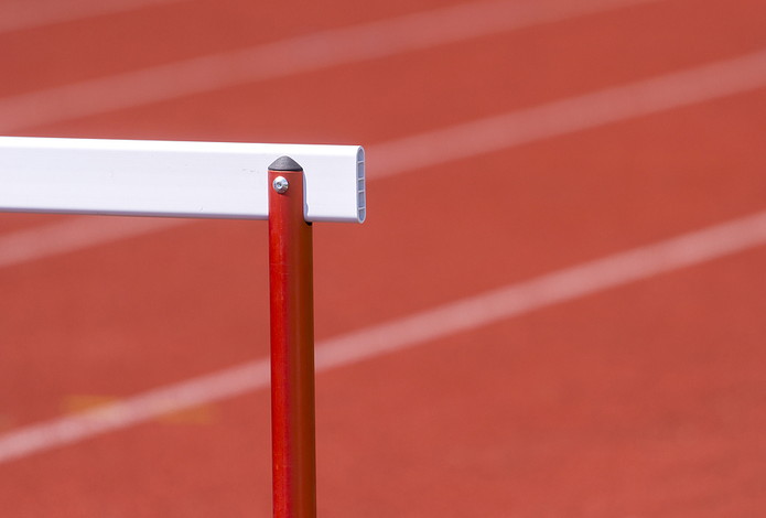 Hurdle on Running Track Close Up