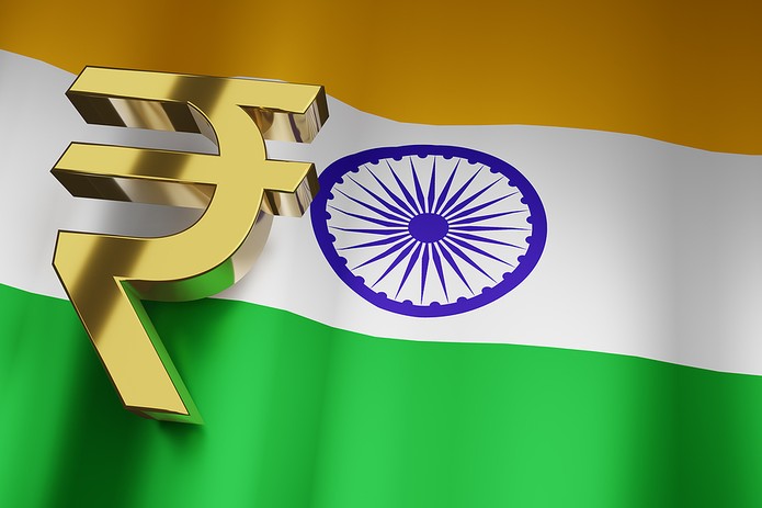 Indian Flag with Gold Rupee Symbol
