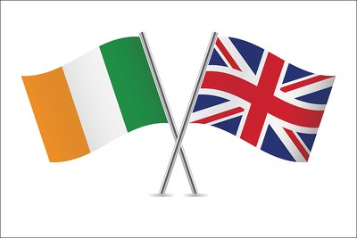 Irish and UK Flags Crossed