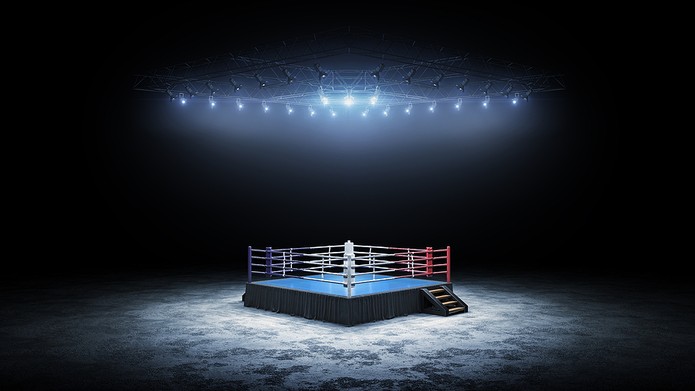Isolated Boxing Ring Under Lights