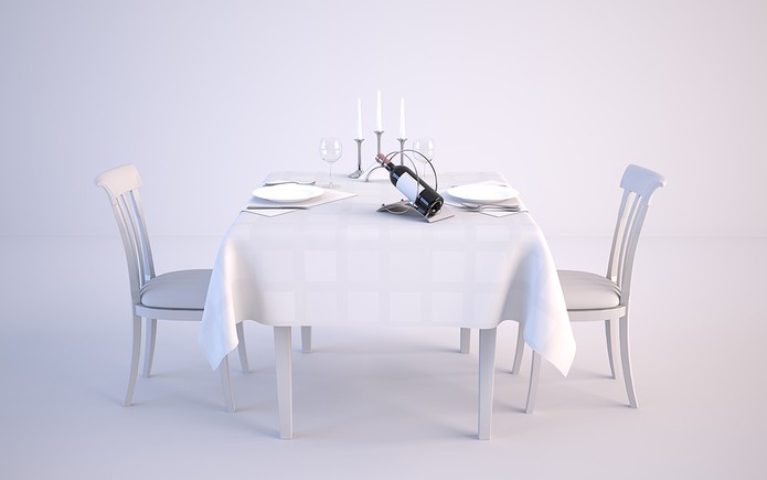 Isolated Dinner Table Set For Two