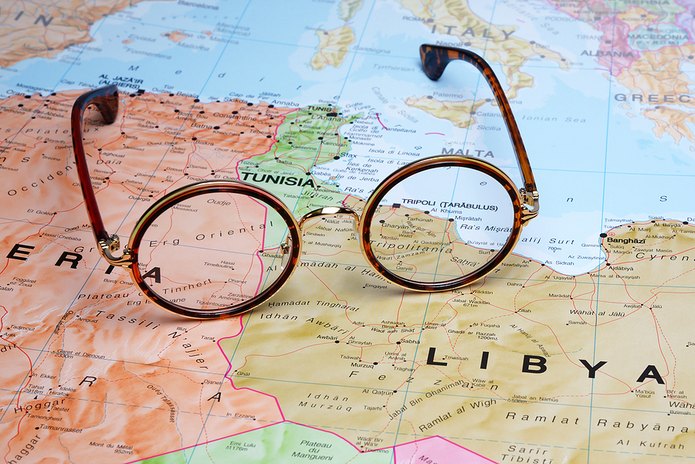 Libya and Tunisia Maps with Glasses