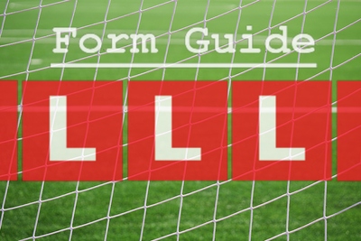 Losing Form Guide Against Goal Net and Pitch