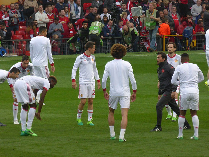 Manchester United Players Warming Up