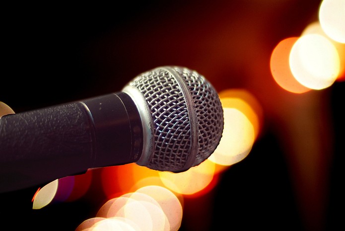 Microphone Against Blurred Lights