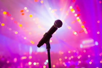Microphone Against Colourful Lights