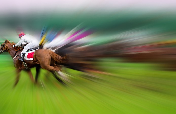 Motion Blurred Isolated Racehorse