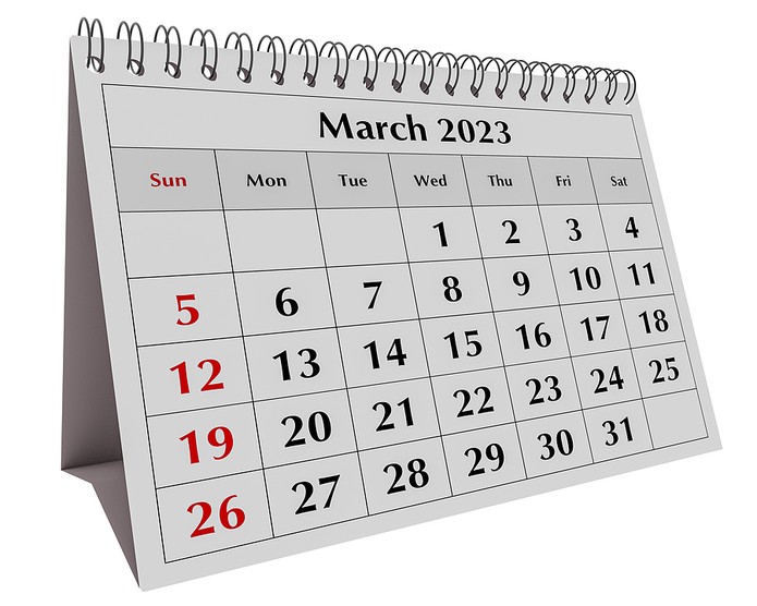 Kalender Polos Menampilkan Maret 2023
