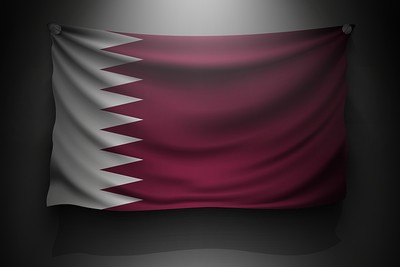 Qatar Flag Under Spotlight