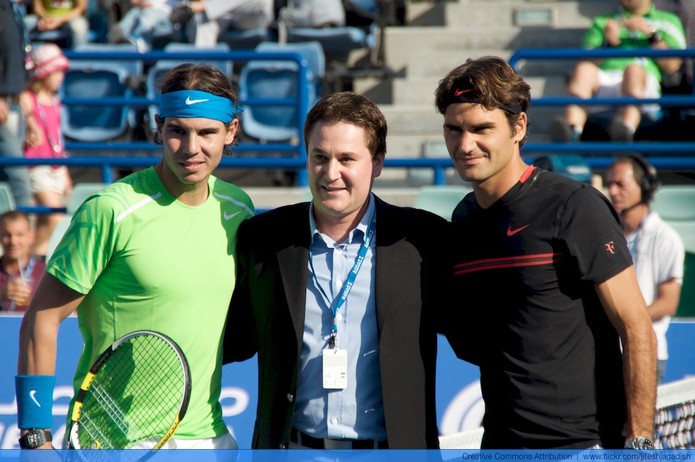 Rafael Nadal dan Roger Federer Sebelum Pertandingan