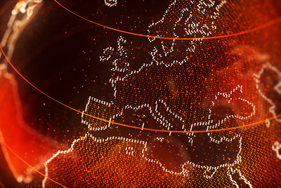 Red Digital Globe Showing Europe