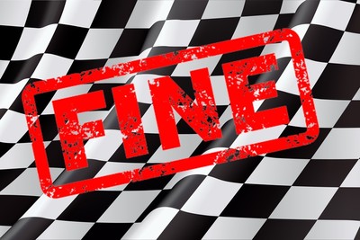 Red Fine Stamp on Rippled Chequered Flag