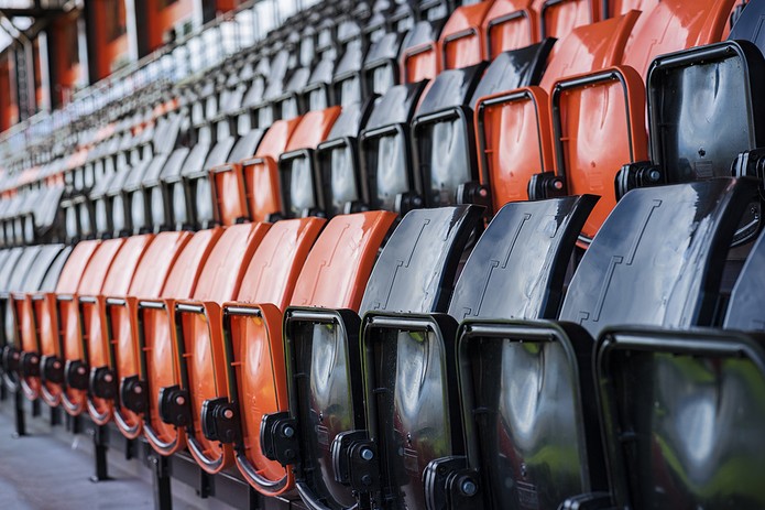 Rows of Black and Red Stadium Seats
