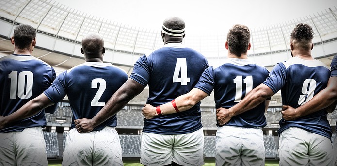 Rugby Players Standing Together